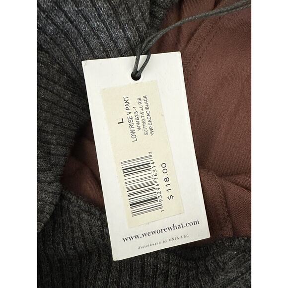 New WeWoreWhat Women's Low Rise V Pant Suiting Twill Cacao/Black Large MSRP $118 - Picture 6 of 7